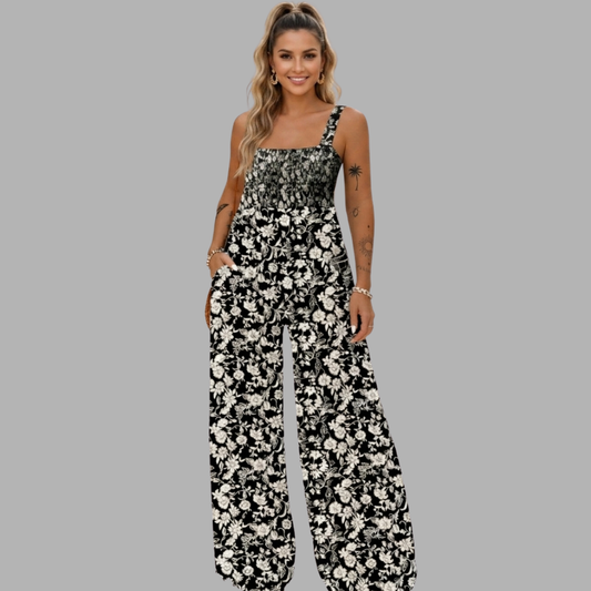 EffortEase Printed Wide-Leg Jumpsuit
