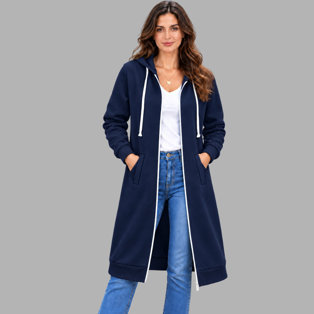 Relaxed Longline Zip Hoodie