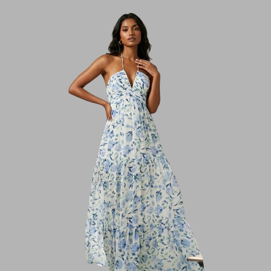 Elegant V-Neck Sleeveless Maxi Dress