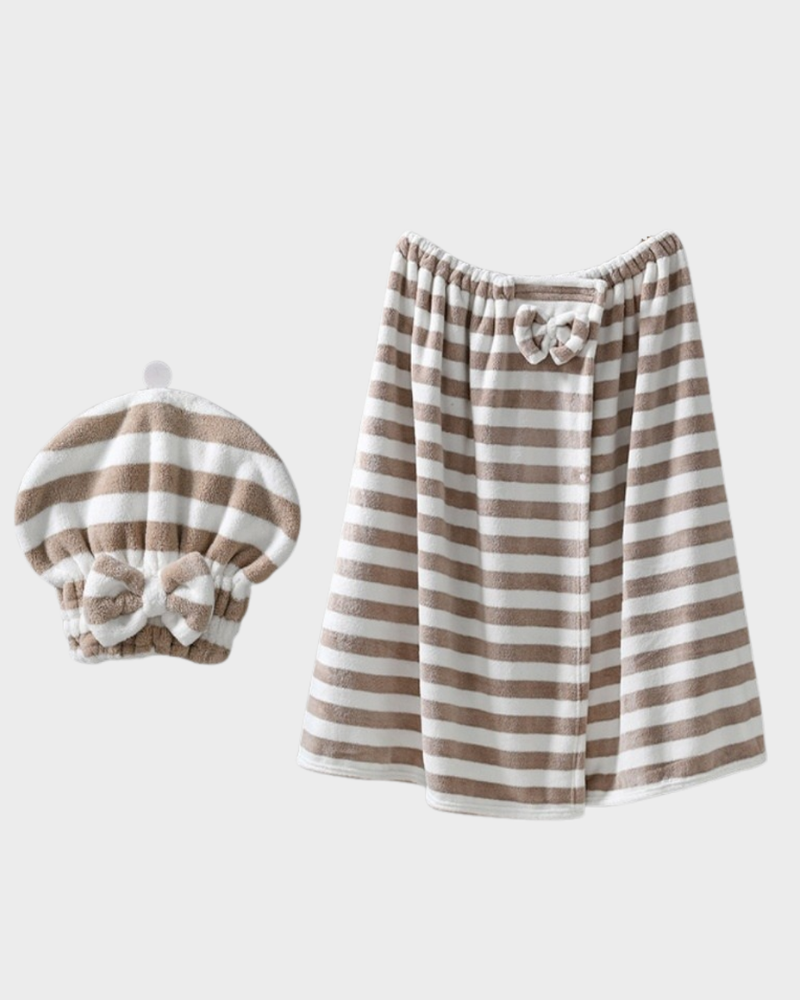 Plus Size Adjustable Bath Skirt & Quick-Dry Cap Set