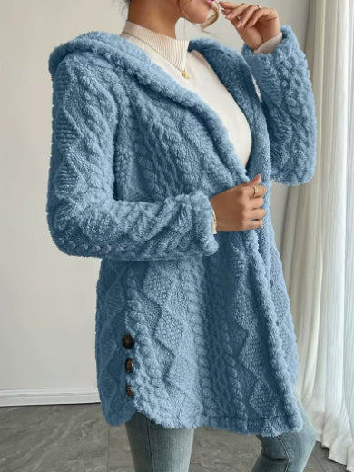DoubleSoft Hooded Fleece Cardigan Coat detail 2