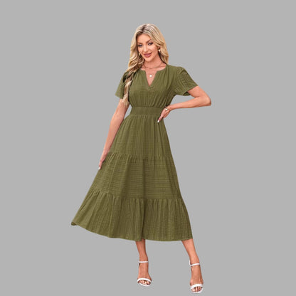 High-Waist Puff Sleeve Dress