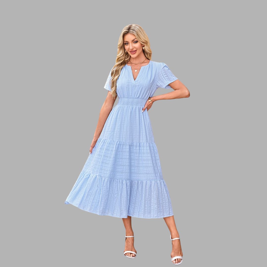 High-Waist Puff Sleeve Dress