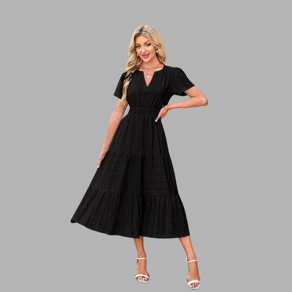 High-Waist Puff Sleeve Dress