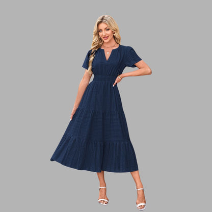 High-Waist Puff Sleeve Dress