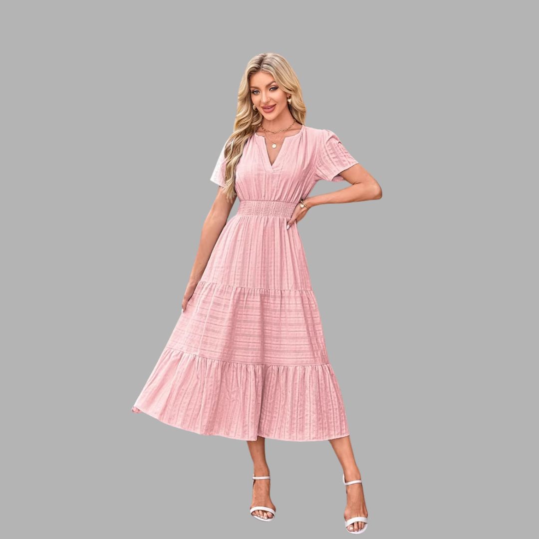 High-Waist Puff Sleeve Dress