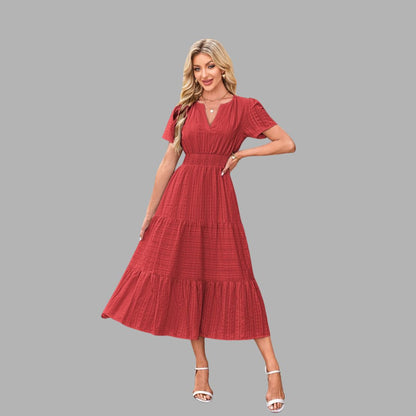 High-Waist Puff Sleeve Dress