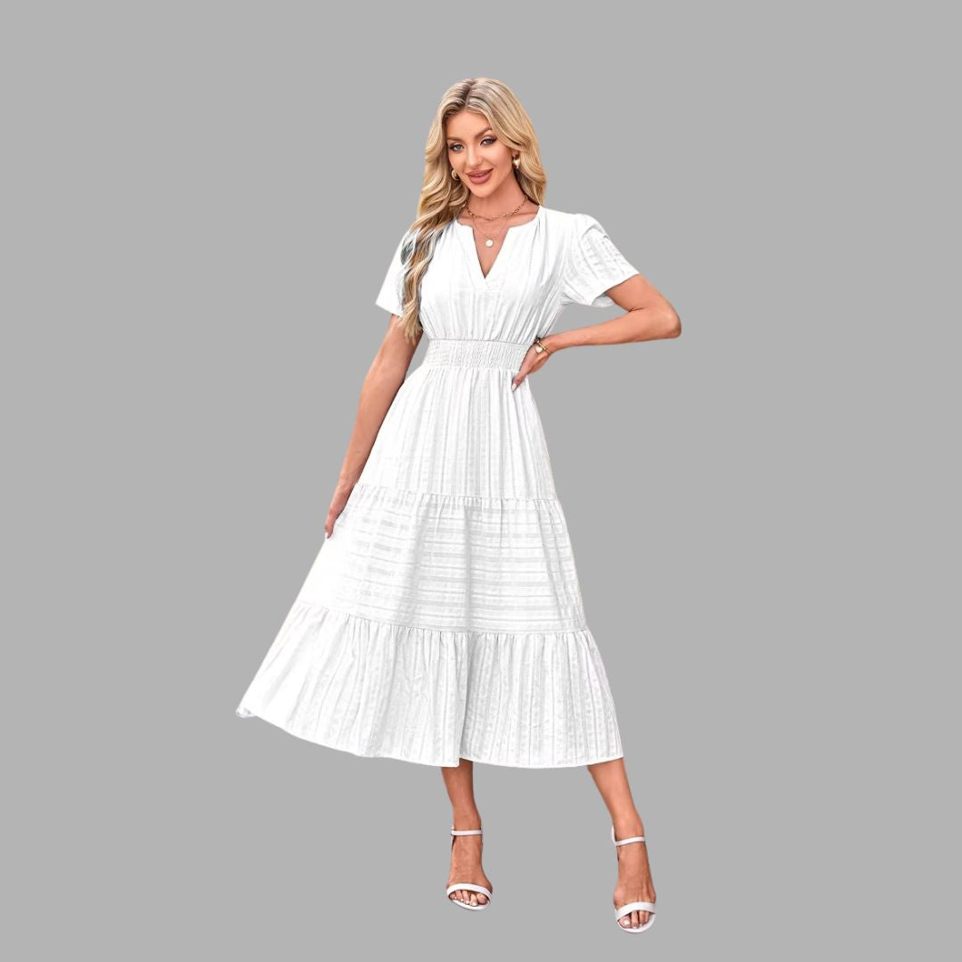 High-Waist Puff Sleeve Dress