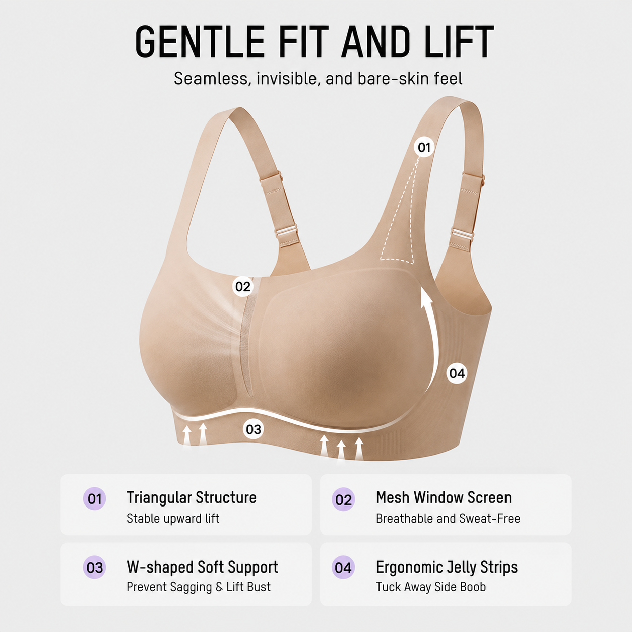 Square-Neck Seamless Support Bra