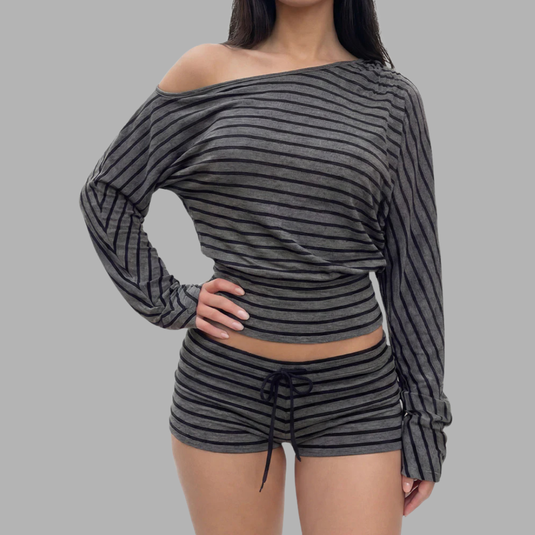 StripeMuse One-Shoulder Set
