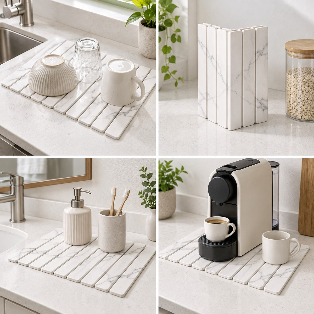 DryStone Diatomite Drying Mat collage