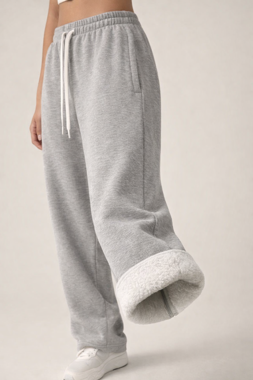 EaseFlow Wide-Leg Fleece Sweatpants Brushed Fleece Inside