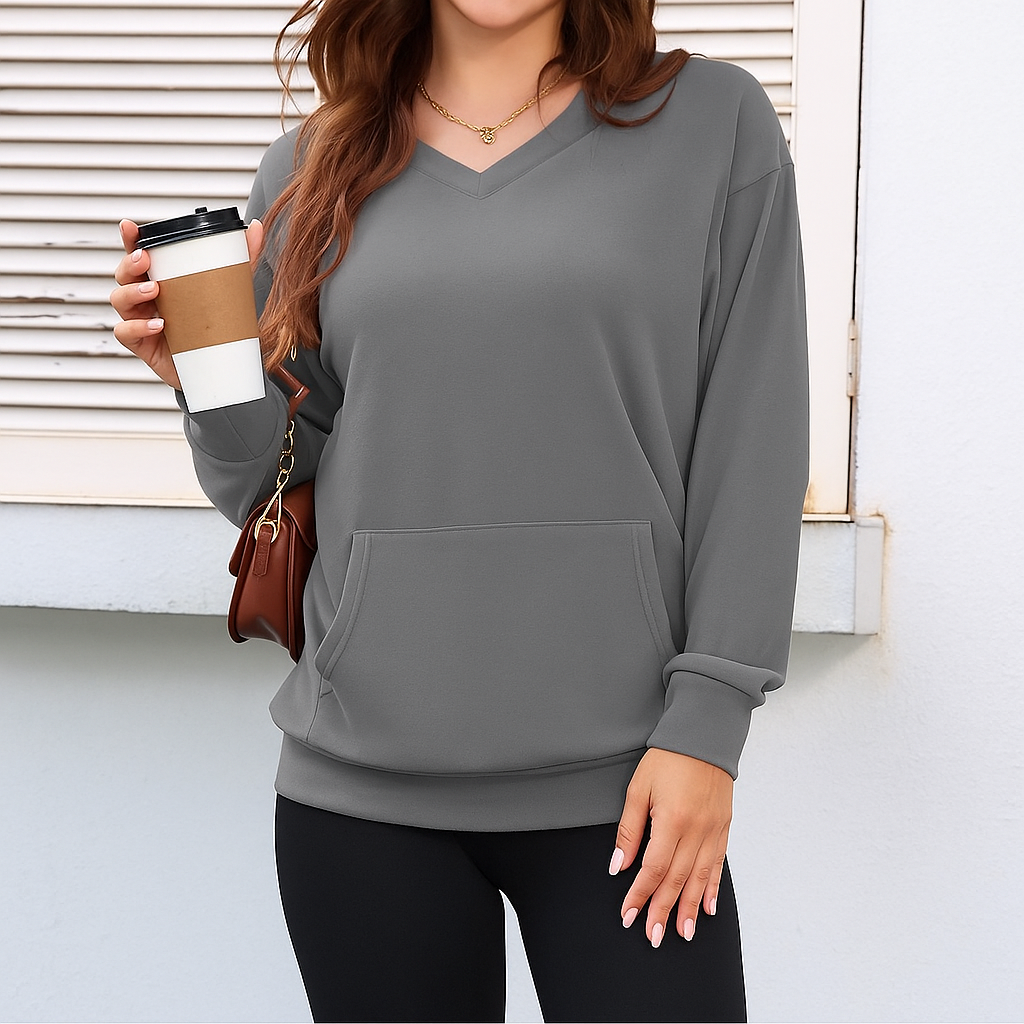 Cozy V Neck Sweatshirt