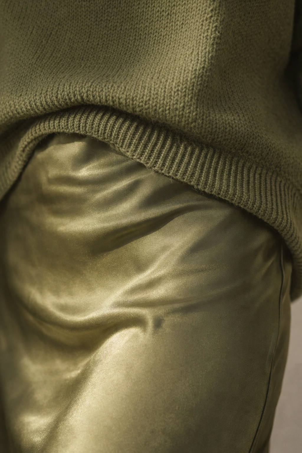 LuxeLayer Knit Sweater and Satin Slip Dress Set detail